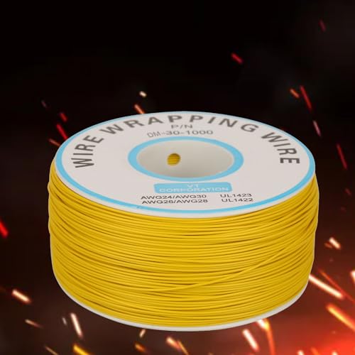 Watris Veiyi 0.25mm Kupferlitze, Gelb 30AWG 200m Litzenkabel, Leiterplattenanschlusskabel für Laptop, Motherboard, PCB Löten