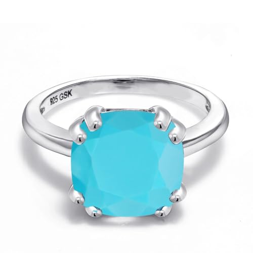 gem stone king 3-5 cttw gemstone birthstone double prong solitaire ring for women  925 sterling silver  10mm cushion  fine wedding anniversary engagement promise ring  available in sizes 5-9