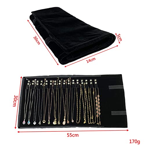 Rollo de joyería de terciopelo negro para almacenamiento y viaje 5