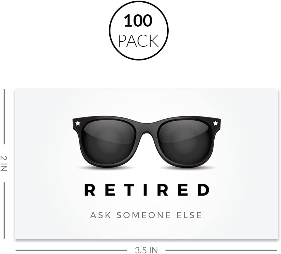 Andaz Press Funny Retirement Business Cards, Ask Someone Else Sunglasses Retired Business Cards for Men, Women, Boss, Farewell Office Co Workers Employees, Retirement Gag Ideas, 100-Pack, 2 x 3.5-Inch