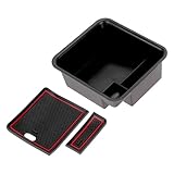 TUCKBOLD Mittelkonsole Armlehnen Organizer Schale Für VW T-Cross SUV 2018-2024 Armlehnen Einschub Schale Aufbewahrungsbox Kunststoff Rot