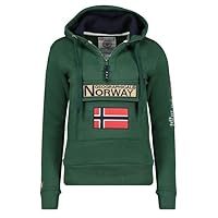 Geographical Norway Felpa Manica Lunga Gymclass Hoodie Uomo 35% Poliestere. 65% Cotone Verde Scuro M
