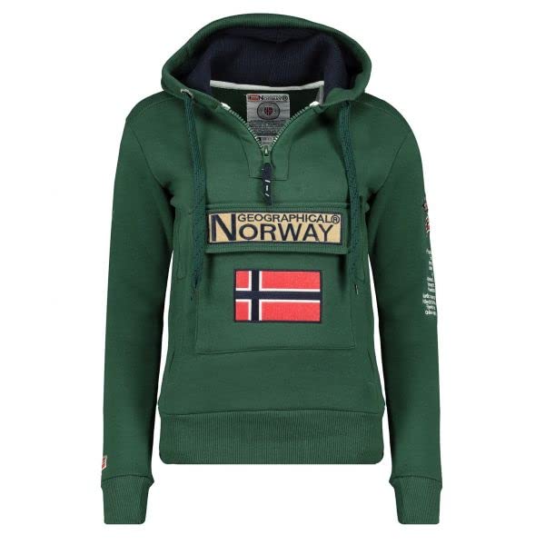 Geographical Norway da Uomo Felpa con Cappuccio Mezza Zip con Cappuccio e Marsupio Felpa con Cappuccio a Maniche Lunghe per Il Tempo Libero Casual Produzione BANS