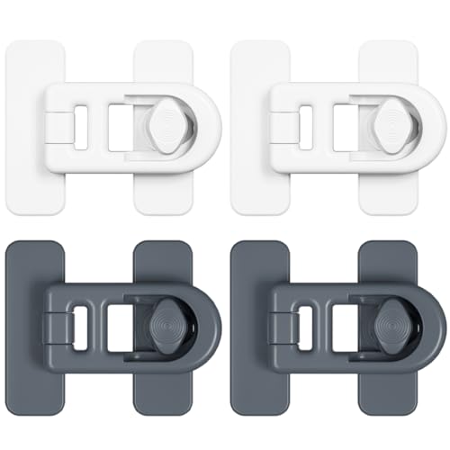 DOKRIN Protección para puertas y ventanas Paquete de 4 cierres de seguridad para cajones, autoadhesivos y ajustables.