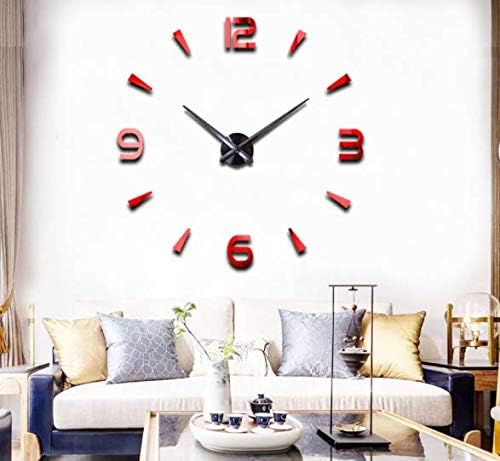 Miniatura 1 de Reloj de pared decorativo 3D DIY con adhesivo para decoración de espejo sin marco, kit de reloj de pared grande para el hogar, sala de estar,