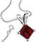 1.00 Carat Authentic Gemstone Simulated Princess Cut Garnet Pendant Set in 925 Sterling Silver
