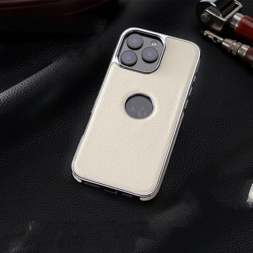 Coque iPhone 13 Pro cuir naturel blanc housse de protection antichoc avec finition placage chic