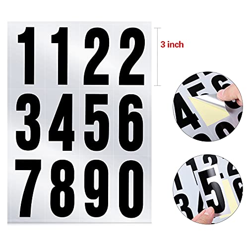 Image of Tenare 96 Pcs Vinyl Number Stickers 0-9 Reflective,3 Inch,Black in Silver