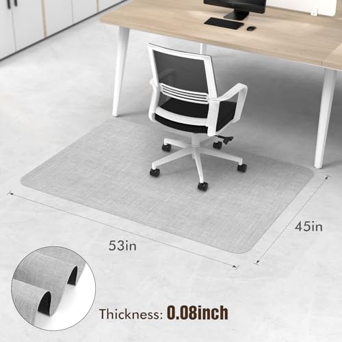 Image of Blvornl Office Chair Mat for Hardwood Floor, 45 inchx 53 inch Desk Computer Chair Mat for Hard Wood and Tile Floor, Large Anti-Slip Hard Floor Protector Rolling Chair Mat, PVC Mat Desk Rug for Office Home