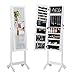 ALightUp Armoire à Bijoux,Armoire de Toilette sur Pied,Organiseur à Bijoux,Armoire à Bijoux sur Pied,Armoire à Miroir de Rangement pour Bijoux à 4 étages - Blanc