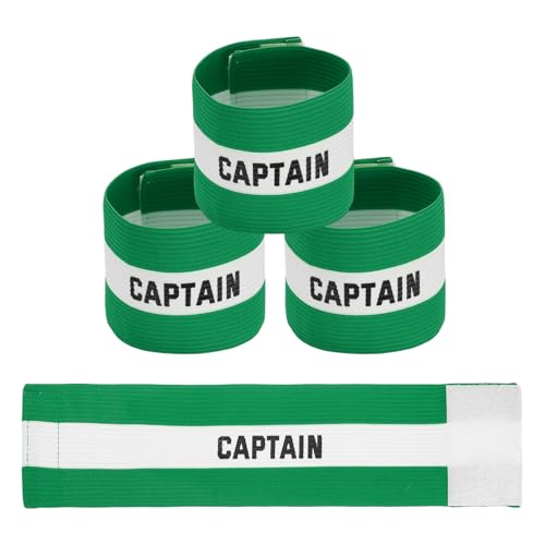 YELARXI Soccer Captain Armbands, Adjustable Captain Bands Soccer Elastic Armband Protective Arm Badge Bands,4Pcs &Green&White - Fit for (Adult Youth Team Sports/Football/Basketball)