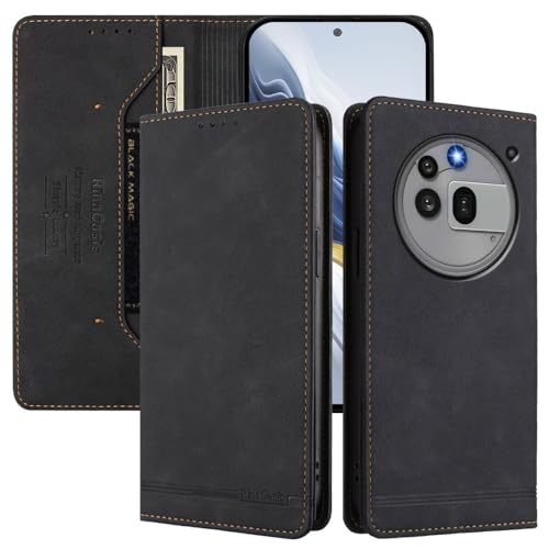 Étui Nothing Phone 2A protection portefeuille cuir noir avec rabat