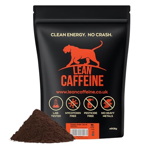 Lean Caffeine Bulletproof Decaf Ground Coffee 908g | Super Clean Mycotoxin & Heavy Metal Free Bulletproof Coffee | Swiss Water Decaffeinated Ground Coffee