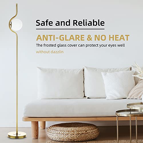 Melifo Floor Lamp,Standing Lamp With Frosted Glass Globe,Morden Glod Tall Lamp With Foot Pedal.mid Century Floor Lamps For Living Room,Bedroom,Office,Reading (Gold) #TOP4