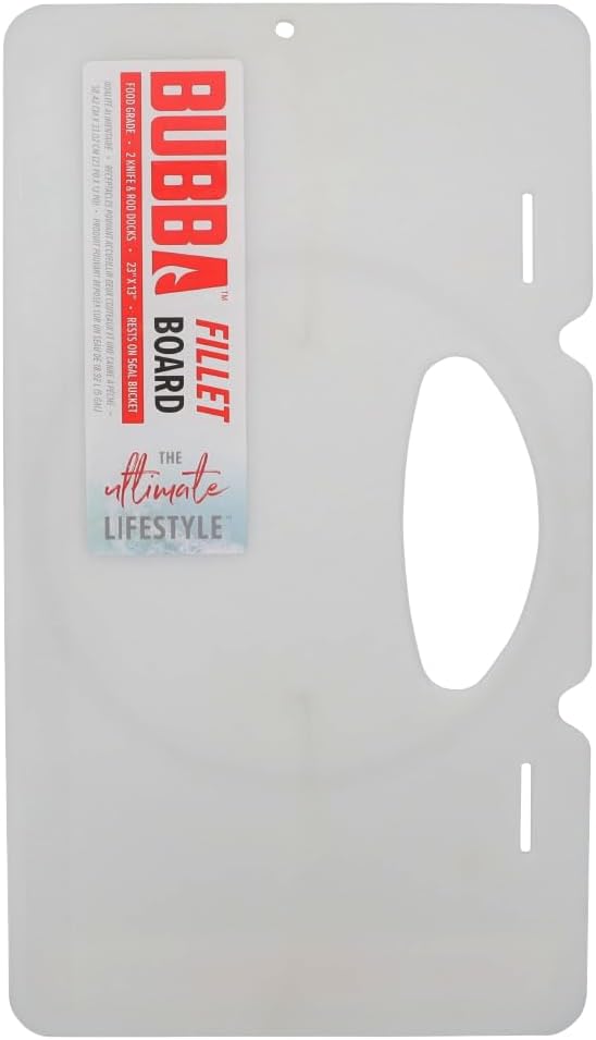 Bubba Fillet Board Heavy Duty Food Grade Cleaning Board 23" with Knife and Rod Holders, 22" Fish Ruler, 5 Gallon Bucket Ring for Fish Cleaning