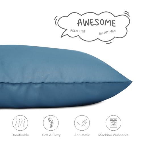 Image of EXQ Home Toddler Pillowcases Zippered 13x18 Travel Pillow Case Set of 2, Small Pillow Case Fits Baby Pillow Sized 12x16, 13x18, Kids Pillowcases 2 Pack Machine Washable (Misty Blue)