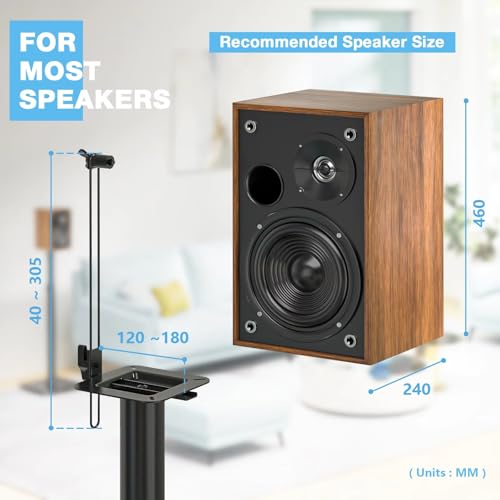 Image of Audiovan Speaker Stands Height Adjustable for Satellite & Small Bookshelf Speakers, Set of 2 Floor Stand Mount for Bose Polk JBL Sony Yamaha Load Bearing Upto 10 kgs Model : SK1002