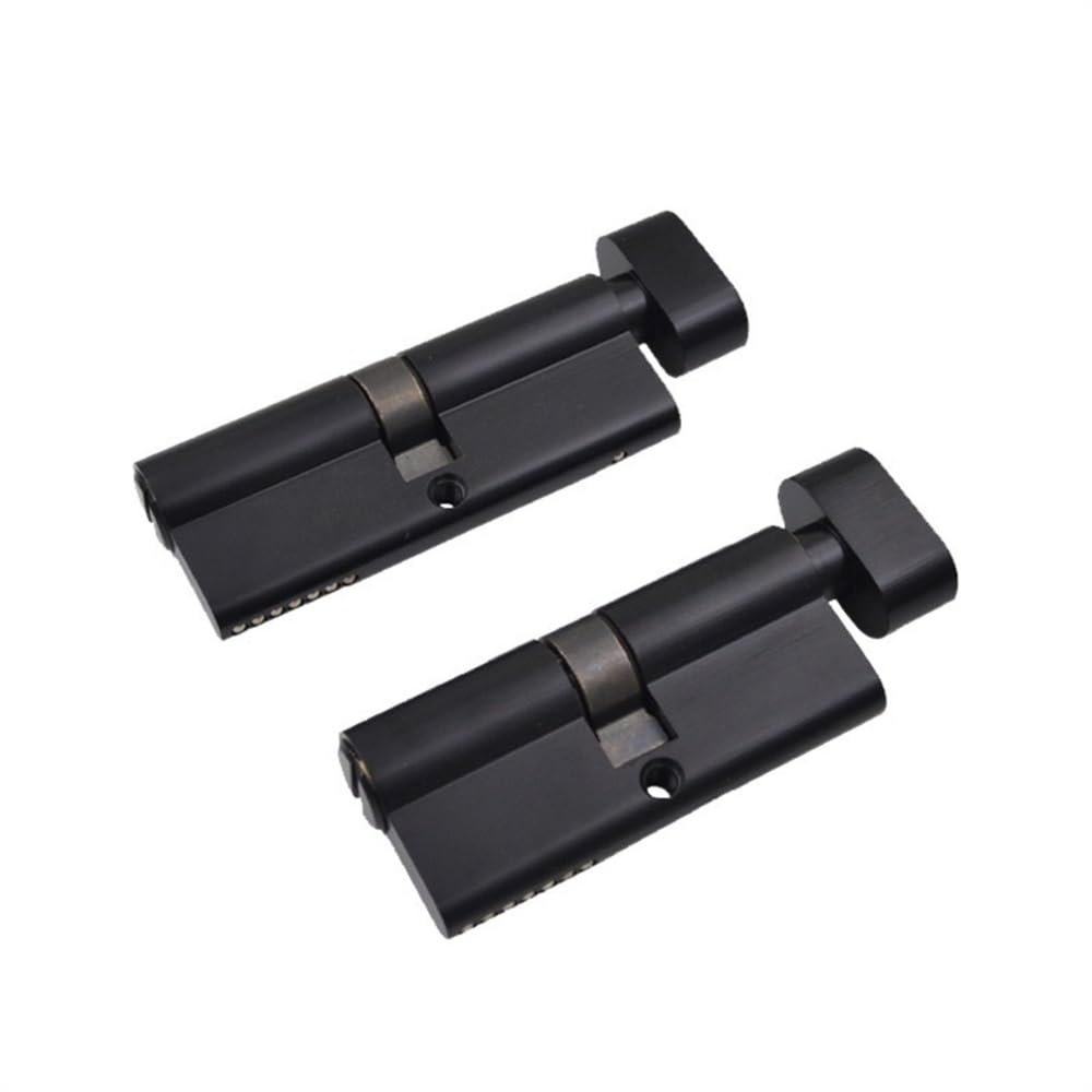 YUCHUANGYE Lock Cylinders 1 Pcs All Brass Black Cylinder Lock Door Toilet Bathroom Security 70 80mm Cylinder Lock Handle Customized Brass Keyless Barrel Lock(70mm)