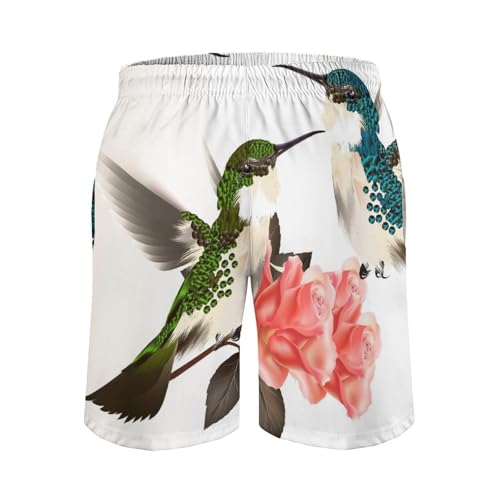 Short de bain homme oiseau et fleur à séchage rapide
