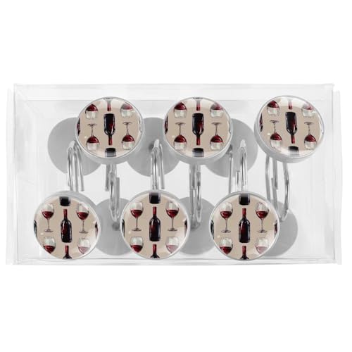 Ganchos de cortina cristal vino tinto en acero inoxidable elegante para baño 6