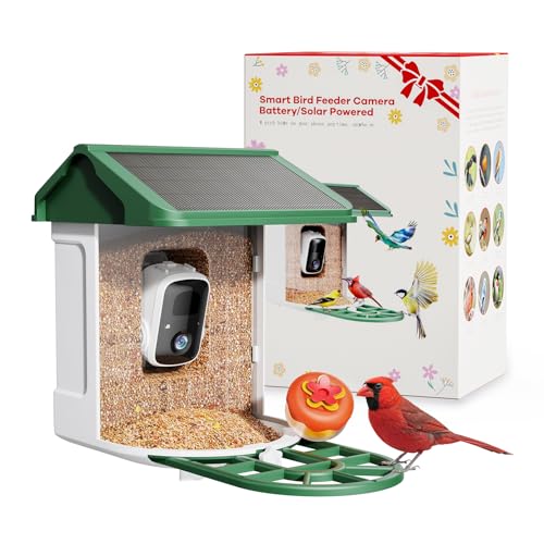 HARYMOR Bird Feeder with Camera-2K Live Video, Solar-Powered, Smart AI Identify Birds, 2L Food Capacity, Arrived Alerts, Bird Videos Storage, Mini Hummingbird Feeder for Watching Birds Outdoor
