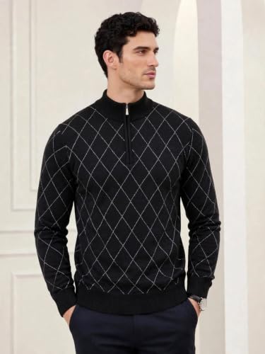 Image of Pivl Men's Winter Half Zip Diamond Sweater
