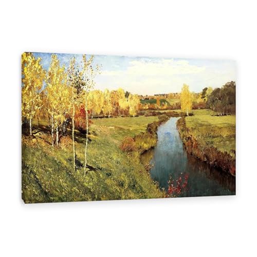 Automne doré Tableau Salon Peinture Huile Toile Affiche Moderne Décoration Murale 120x80