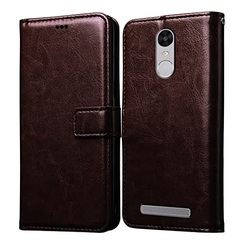 Image of Flip Cover Back Case for Mi Redmi Note 3 | Premium Leather Finish | Inbuilt Pockets & Stand | Flip Cover Back Case for Mi Redmi Note 3 (Coffee)