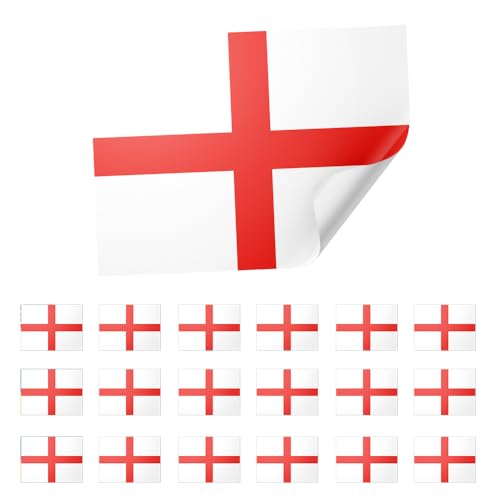 20 pegatinas rectangulares de bandera de San Jorge de Inglaterra, para eventos, portátiles, viajes, fiestas, 8 cm x 5 cm