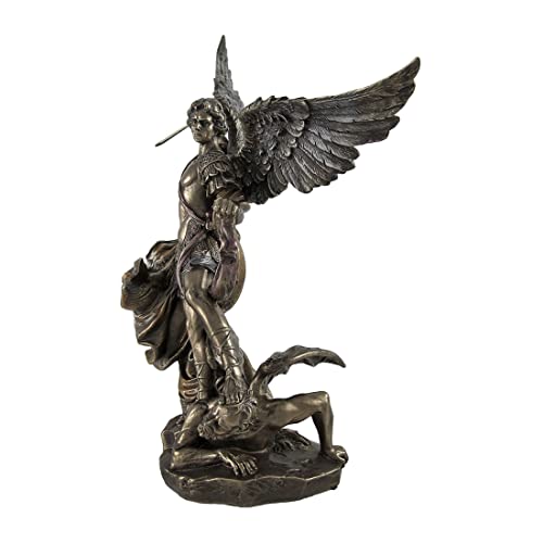 Estatua de San Miguel 10 pulgadas acabado bronce resina miniatura 2