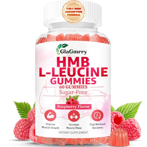 HMB and Leucine Gummies, 3500mg HMB & Leucine Amino Acid for Muscle Growth, Muscle Relief, HMB Supplements for Men & Women, Vegan, Non-GMO, Raspberry Flavor, 60 Count