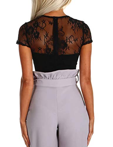 SEBOWEL Women Long Sleeves Mesh See Through Jumpsuit Bodysuit Top Leotard3