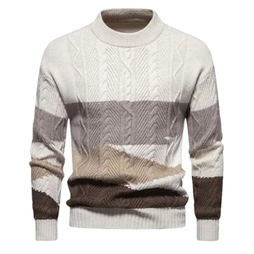 Men'S Autumn and Winter O-Neck Long-Sleeved Sweater Knitted Pullover Pattern Casual Warm Sweater
