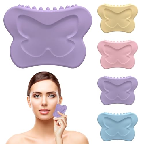 Lymphatic Contour face Brush,Upgrade Lymphatic Drainage Brush，Silicone Facial Body Brush - Lymphatic Drainage Massager for Face, Neck Lifting, Gua Sha Beauty Tool to Shape & Radiant Skin (Purple)