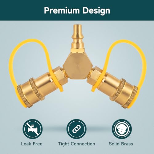 GASPRO 1/4\" RV Propane Quick Connect Fittings Y Splitter for RV, Camping Stoves, BBQ Grills, Gas Burners and More, Propane Splitter 2 Way LP Gas Adapter with 1/4\" Quick Disconnect