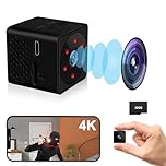 Security Camera WiFi or No WiFi Options, Veralyxa 4K Mini Camera with 32GB Memory Card, 150° Wide-Angle, Night Vision, Motion Detection, for Indoor/Outdoor
