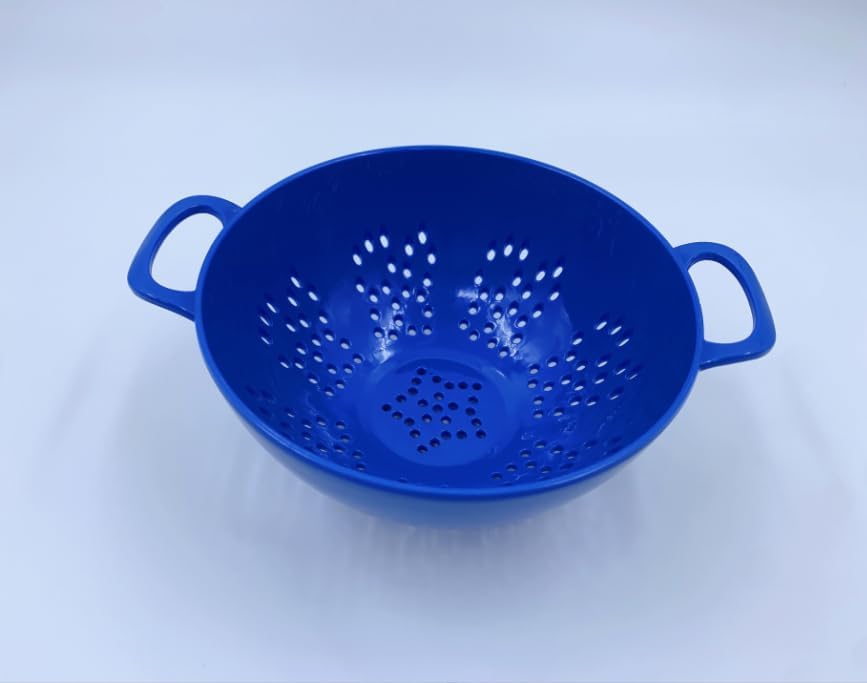 Heavy Duty 6 Inch Mini Food Colander, Dishwasher Safe with Double Handles for Fruit Vegetable BPA Free (Transparent blue)