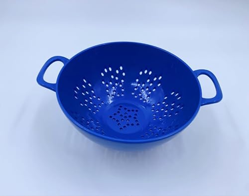ASEANAO Heavy Duty 6 Inch Mini Food Colander Strainer with Double Handles for Fruit Vegetable BPA Free (Blue)