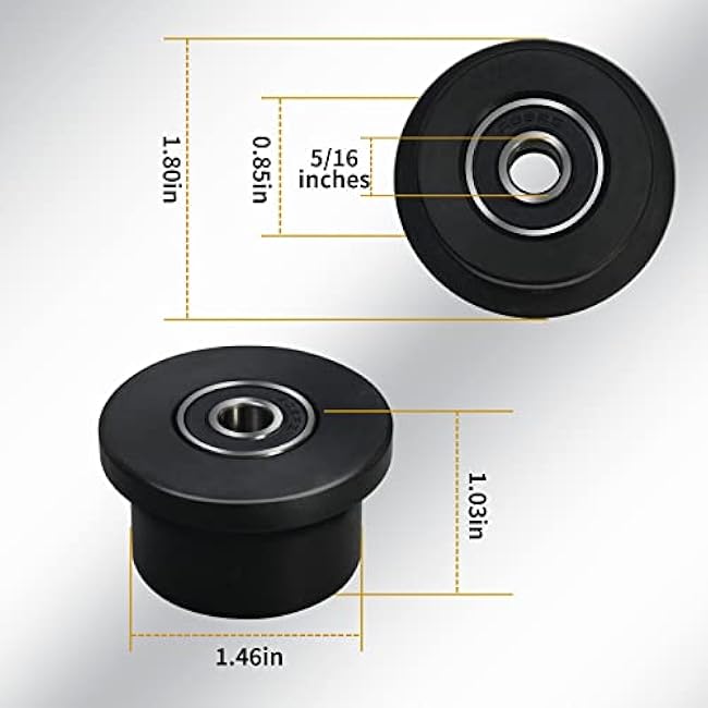 Qty.4 Machined Wheels/Rollers Compatible Total Gym Replacement, Fits Models 1000,1100,1400,1500,1600,1700,1800,1900,Achiever,Force,Gold,Max,Platinum,Platinum Plus,Pro,Supra,Supreme,Ultima,Ultra,XLI