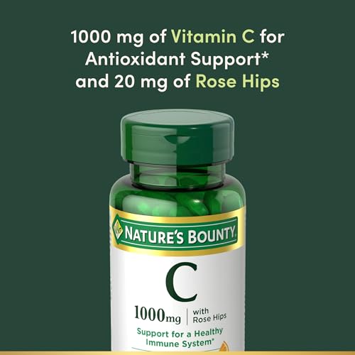 Nature's Bounty Vitamin C + Rose Hips, Vegetarian Caplets, 100 Count