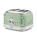 Ariete 0156/04 Retro Style 4 Slice Toaster with 2 Slice Control, 6 Browning Levels and Removable Crumb Tray, Cool Touch Sides, Non-Slip Feet, Vintage Design, Green