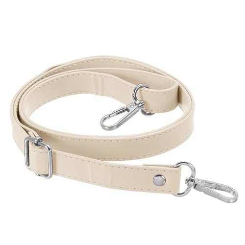PATIKIL 130cm Correa de Cuero para Bolso de Repuesto, Correa Ajustable de Hombro y Bandolera con Herrajes Plateados, Beige