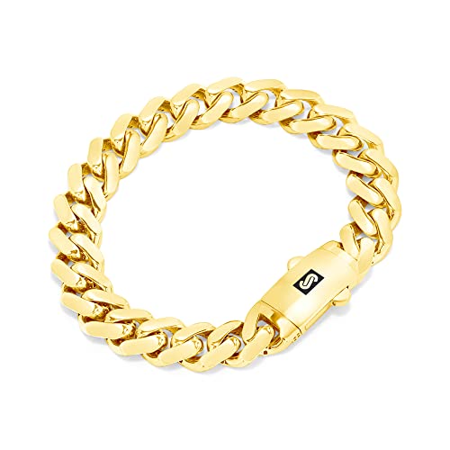Nuragold 10k Real Yellow Gold Royal Monaco 11mm Miami Cuban Link Bracelet (7