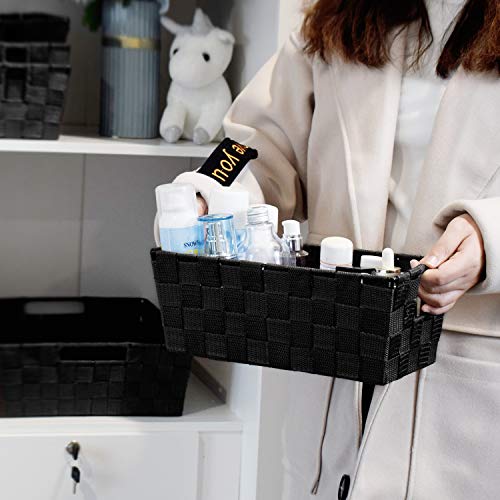 Homyfort Woven Shelf Storage Tote Baskets Bins Container, Durable Storage Organizer Boxes With Built-In Handles For Bedroom, Office, Closet, Kids Room, Nursery, 3-Pack, Black, 11.4”X 6.5”X 4.5” #TOP2