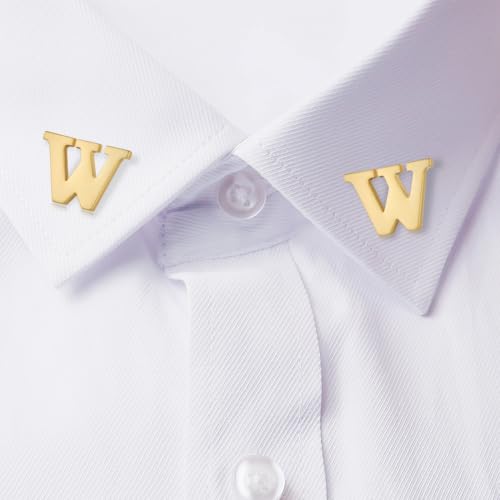 Image of HONEY BEAR Mens Womens Initial Alphabet Letter Lapel Pins Collar Badge Brooches for Business Wedding Graduation Gift Matte Gold 0.59 inches