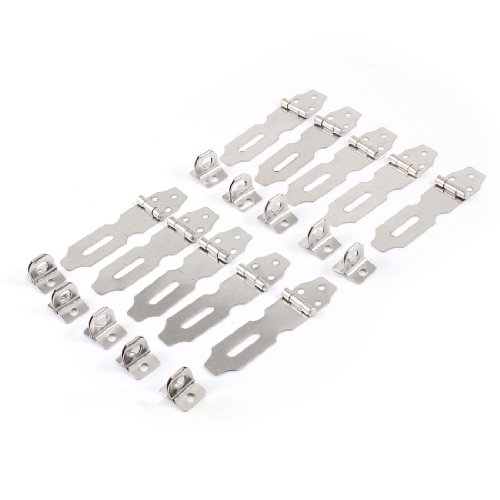 Image of Aexit 10 Set Door Safety 2.2 inch Silver Tone Stainless Steel Padlock Hasp Staple (f946913829d23add7686fa7e73650497)