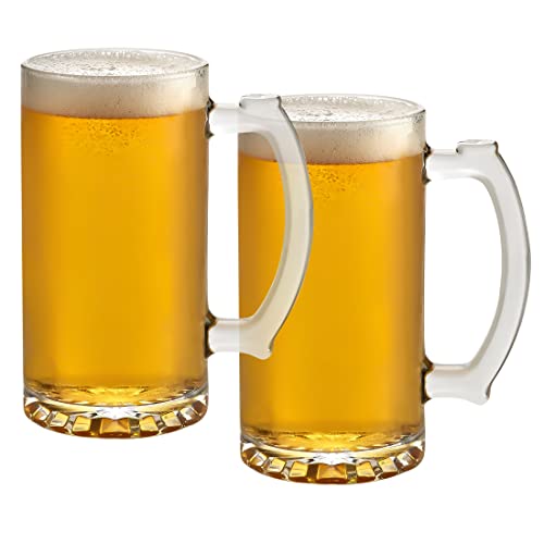 PARNOO Classic Gient Glass Beer Stein, Traditional Beer Mugs with