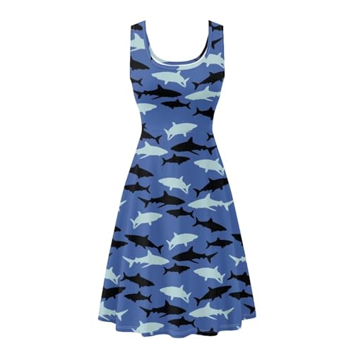 Image of Women Stylish Tank Dresses Sleeveless Round Neck Midi Casual Dress with Pocket for Summer