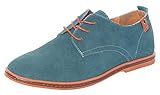 Serene Men's Casual Leather Lace Up Soft Breathable Fashion Oxfords (7.5D(M)US, green)