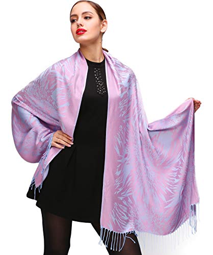 Shmily Girl Chales Floral Pashmina Pashmina estilo Bufanda Chal Wrap (One Size, Morado-c102)